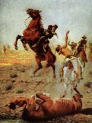 Charles Schreyvogel Fight for water oil painting
